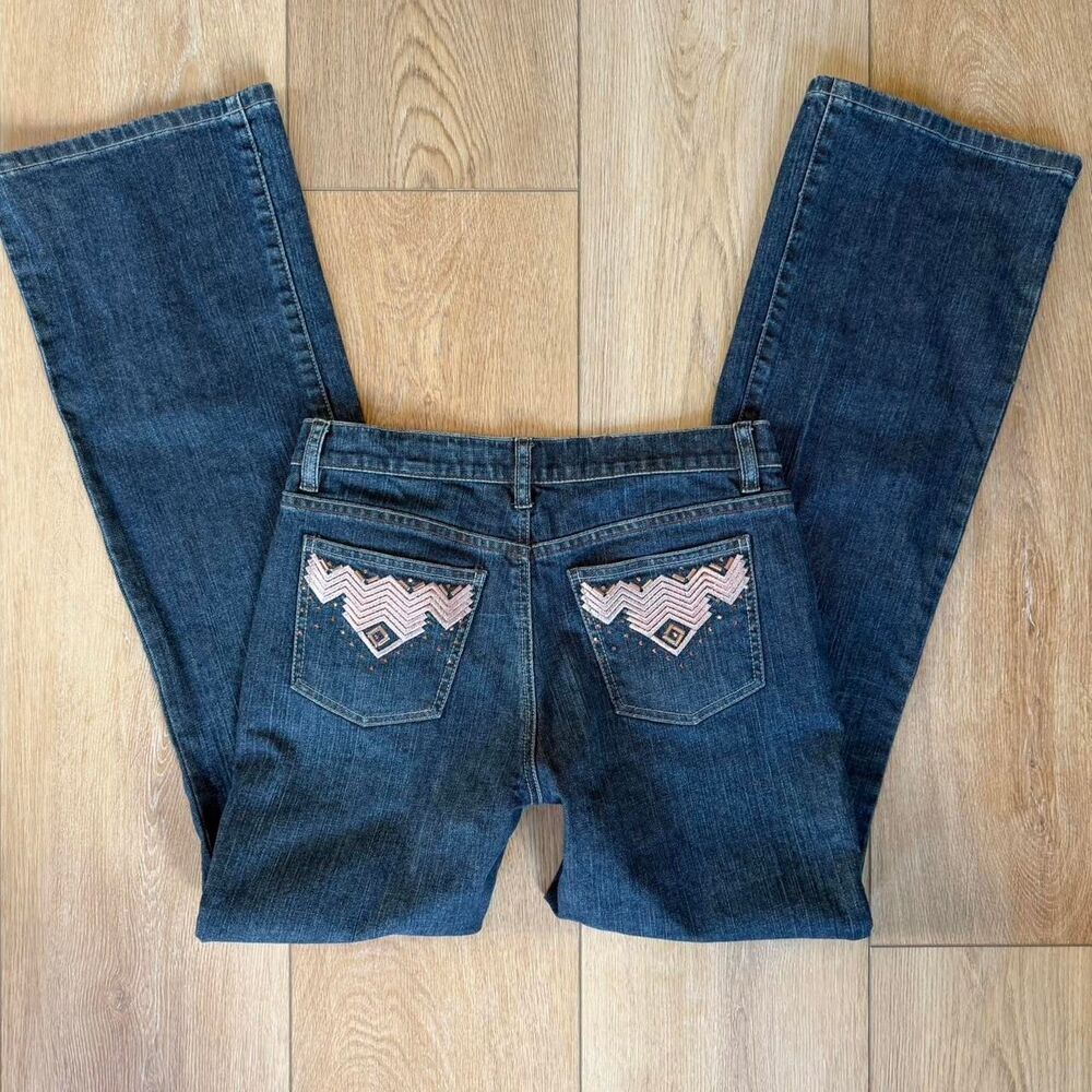Vintage Y2K 90s DKNY Embellished Beaded Bootcut Jeans Women’s 6